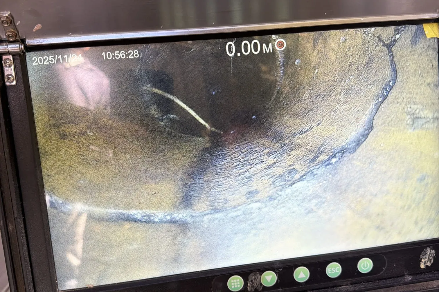 Drain camera footage showing damage inside a pipe
